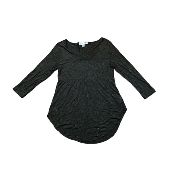 Old Navy charcoal gray maternity scoop neck long sleeved top with silver threads - Picture 9 of 11